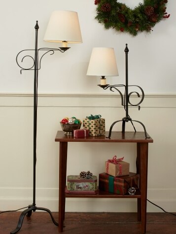 Wrought Iron Lamp with Adjustable Harp