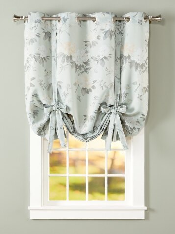 Floral Supreme Blackout Grommet Top Tie-Up Curtain Panel