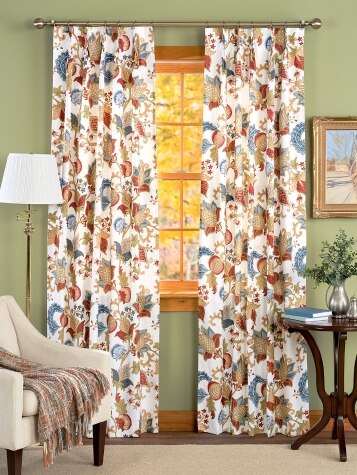 Floral Pinch Pleat Curtains | 48-Inch Insulated Panels