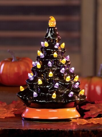 Lighted Ceramic Halloween Tree | 7 Inch