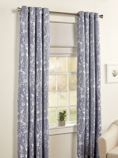 Two-Tone Floral Grommet Window Curtain Panel