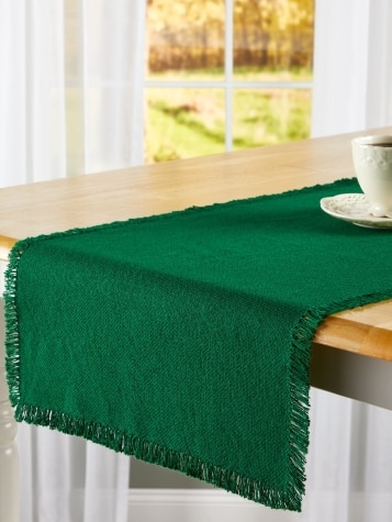 Hartland Solid Color Mountain Weave Cotton Table Runner, 14 Inch Wide