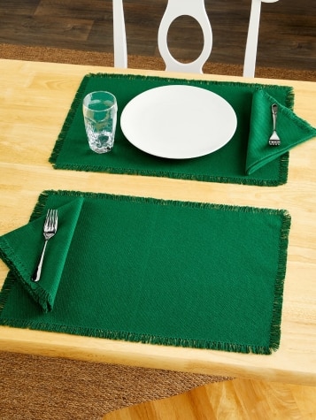 Hartland Solid Color Mountain Weave Cotton Placemat, Set of 2