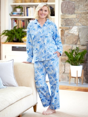 Lanz Sleeping Moon and Stars Flannel Pajama Set