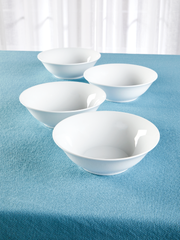 Classic White Ceramic Soup Bowl, Set of 4