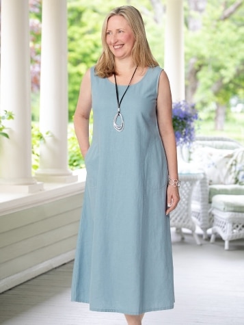 Easy Comfort Linen/Rayon Sleeveless Popover Dress