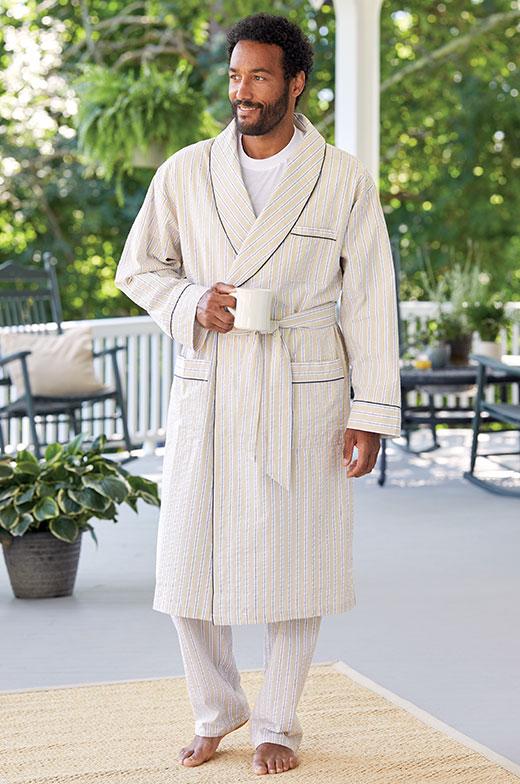 Mens Bathrobes - Flannel Robes | Seersucker Wrap Robes For Men