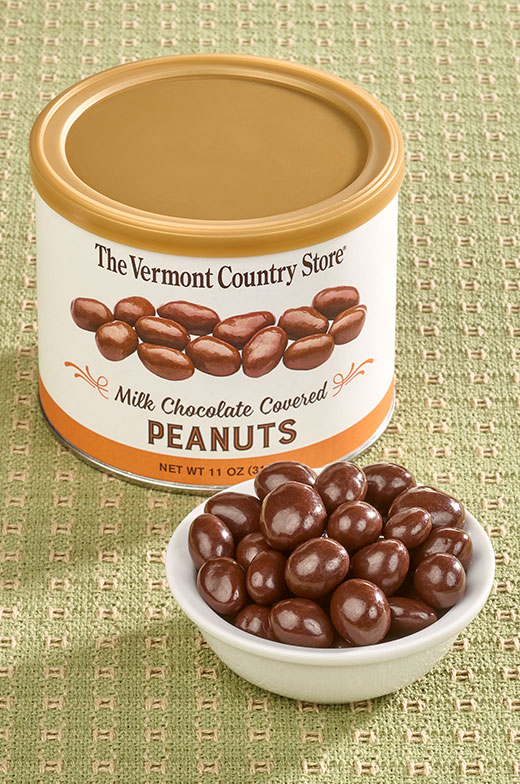 Vermont Country Store Milk Chocolate Covered Peanuts, 11 Ounce Canister