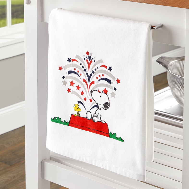 Peanuts Snoopy and Woodstock Americana Cotton Flour Sack Kitchen Towel, Set of 2